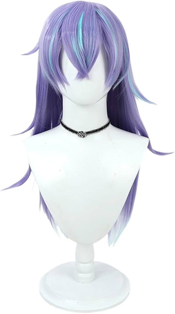 Amazon.co.jp: 星導ショウ コスプレウィッグ パープル ブルーメッシュ