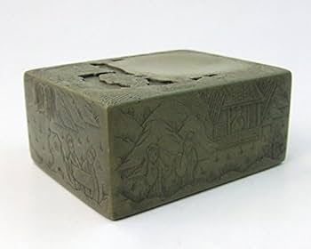 端渓蘭亭硯 細密彫刻 石硯 唐木箱付 文房四宝 中国美術 書道具 硯 LA
