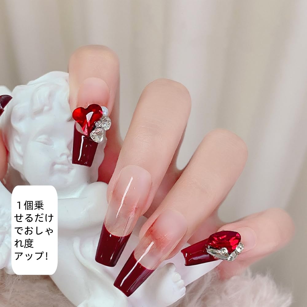 Amazon.co.jp: Yuzhiye ネイル ラインストーン 赤 大粒 14個セット