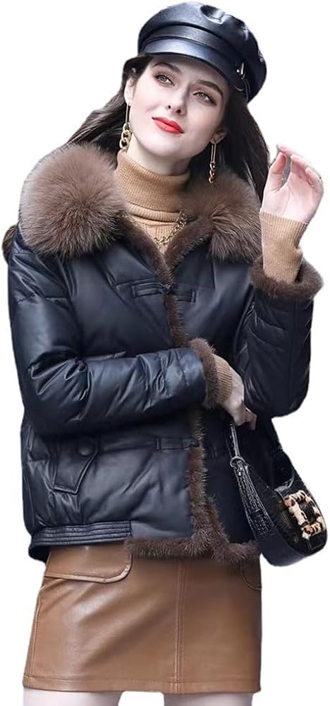 Amazon | [JINLUN] ダウンジャケット レディース ファーコート レザー