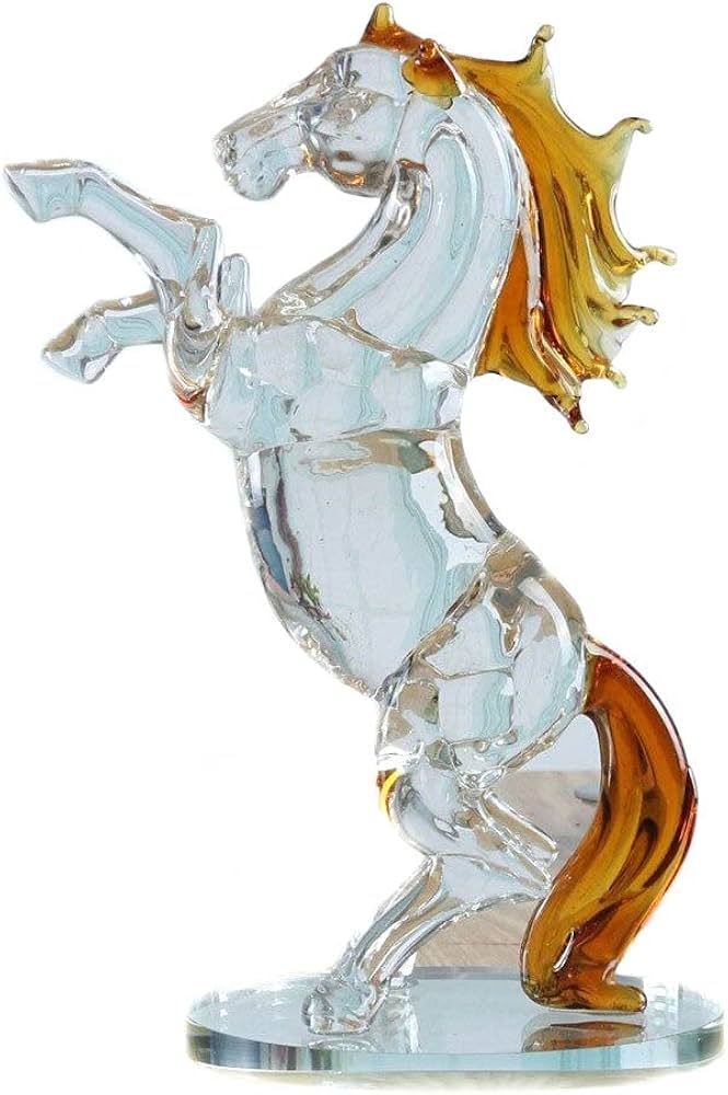 Amazon.co.jp: 手作りの手吹きガラスクリスタルホース 馬の姿 20 cm