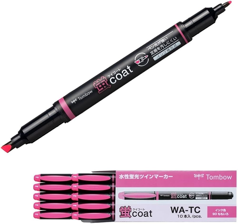 Amazon.co.jp: トンボ鉛筆 蛍光ペン 蛍コート 桃色 10本 WA-TC90-10P