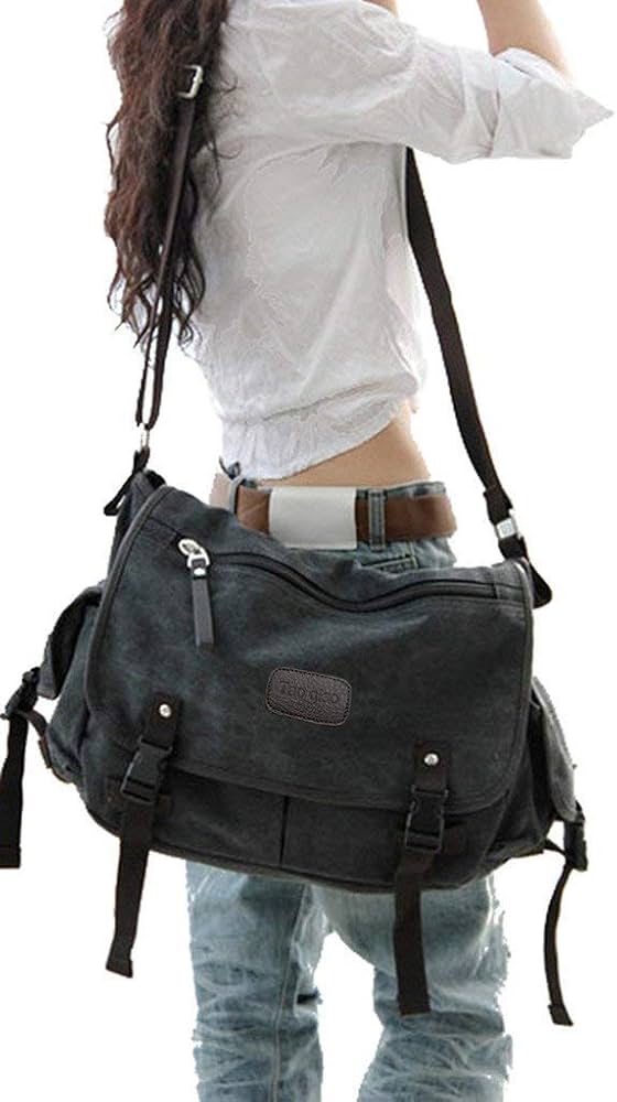 Amazon.com: [Upgraded] Vintage Canvas Messenger Bag 13 15.6 17