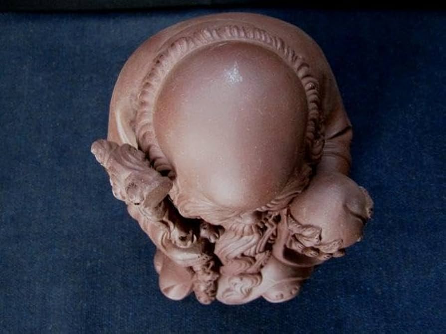 Amazon.co.jp: 中国美術 桃と杖を持つ寿老人 立像 朱泥 紫泥