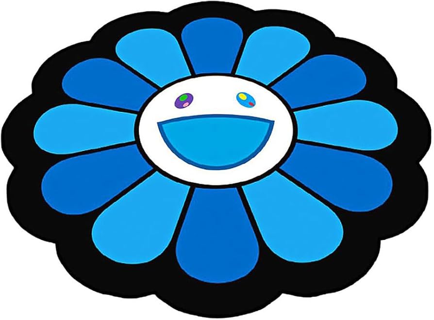 Amazon.com: WEHOMY Takashi Murakami Smiley Face Rug, Blue, 100cm x