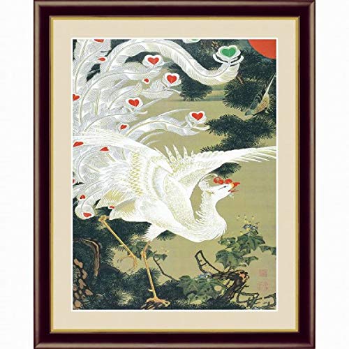 Amazon.co.jp: 伊藤若冲『老松白鳳図』高精彩工芸画+手彩 花鳥画 風景