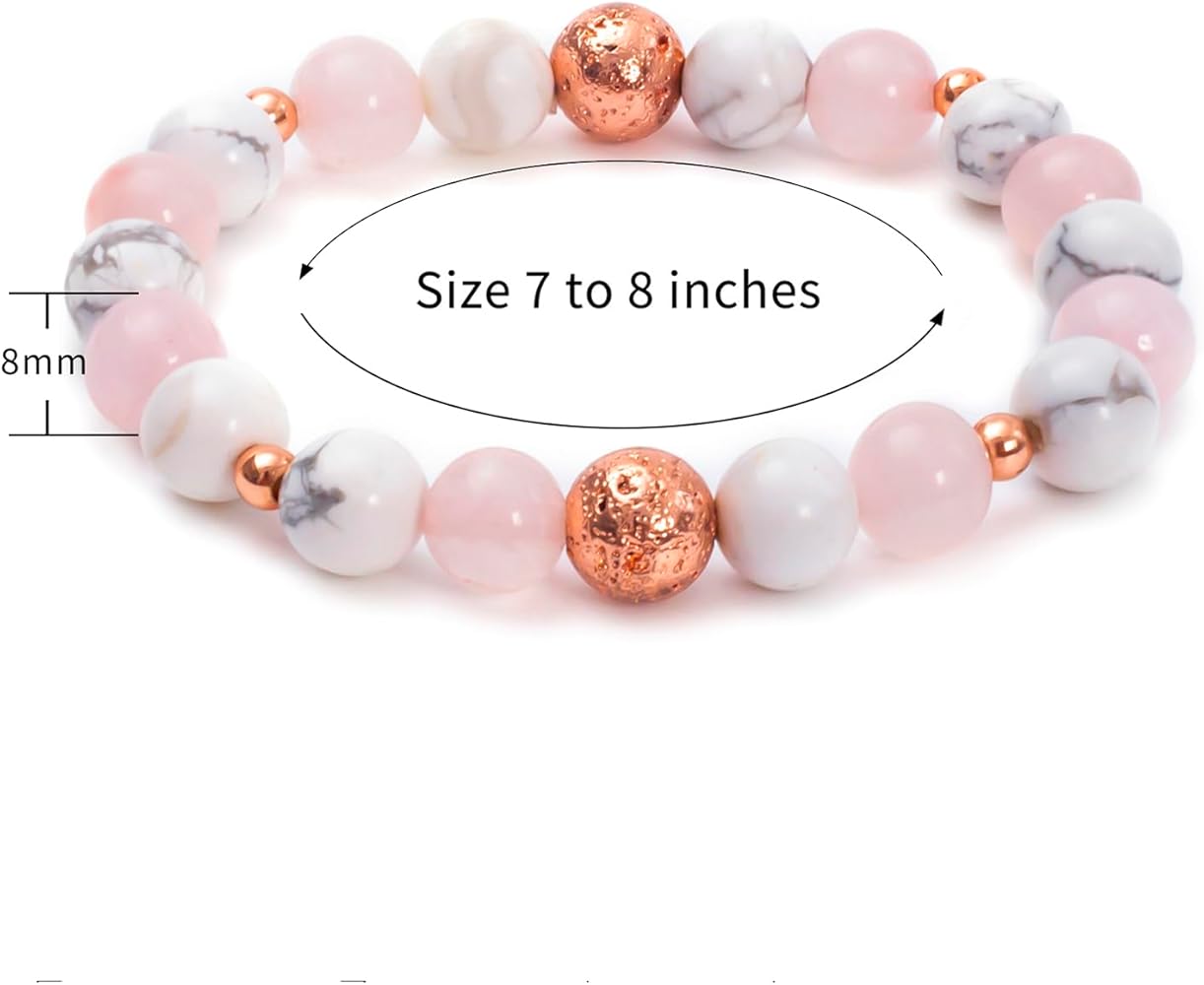 Amazon.com: Lava Rock Pink Zebra Jasper Bracelet, Stress Relief