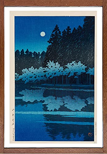 Amazon.co.jp: 川瀬巴水 版画 井の頭の春の夜 原寸大 39.1×26.3cm