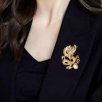 Amazon | 龍ブローチ ドラゴンモチーフ 竜年のアクセサリー キラキラ胸
