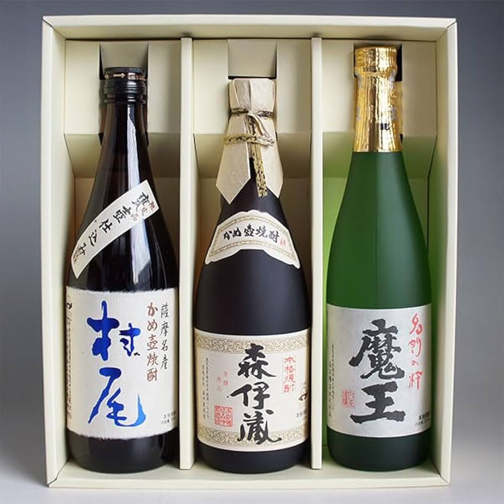 Amazon.co.jp: 森伊蔵・魔王・村尾 芋焼酎3M 飲み比べ 中サイズ3本