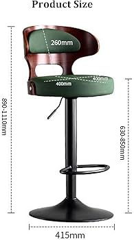 Amazon｜PUレザーバースツール 回転式 カウンター高さ調節可能 バース