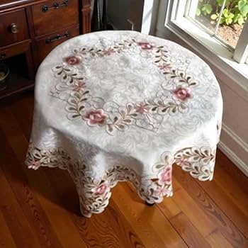 Amazon｜テーブルクロス‐正方形 北欧風‐刺繍レース サイドテーブル‐丸