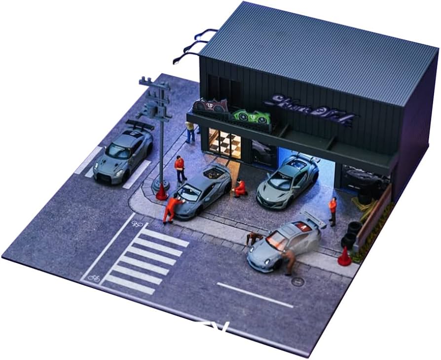 Amazon | Magic City 1/64 LBWK LEDライト付属ジオラマ ガレージ
