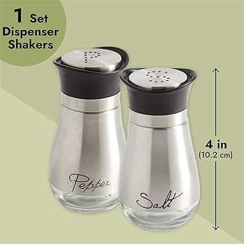 Amazon.com: Stainless Steel Salt and Pepper Shaker Set with Glass