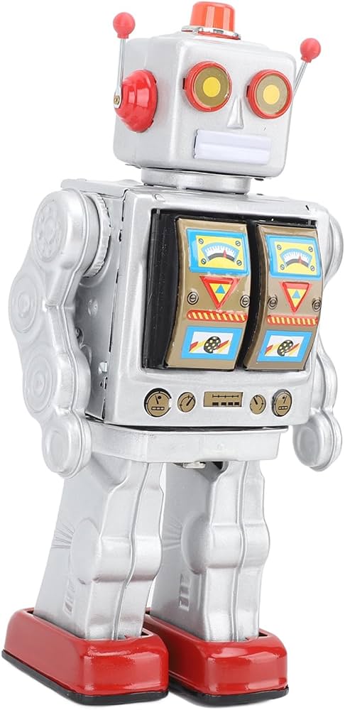 Amazon.co.jp: 金属ブリキロボット玩具レトロ電動回転フィギュアモデル
