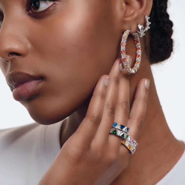 Amazon.com: Swarovski Matrix Cocktail Ring, Green and Clear