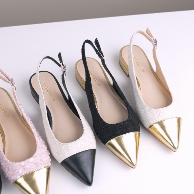 Amazon.com | WONDERWAY Women Slingback Flats Tweed Pointed Toe