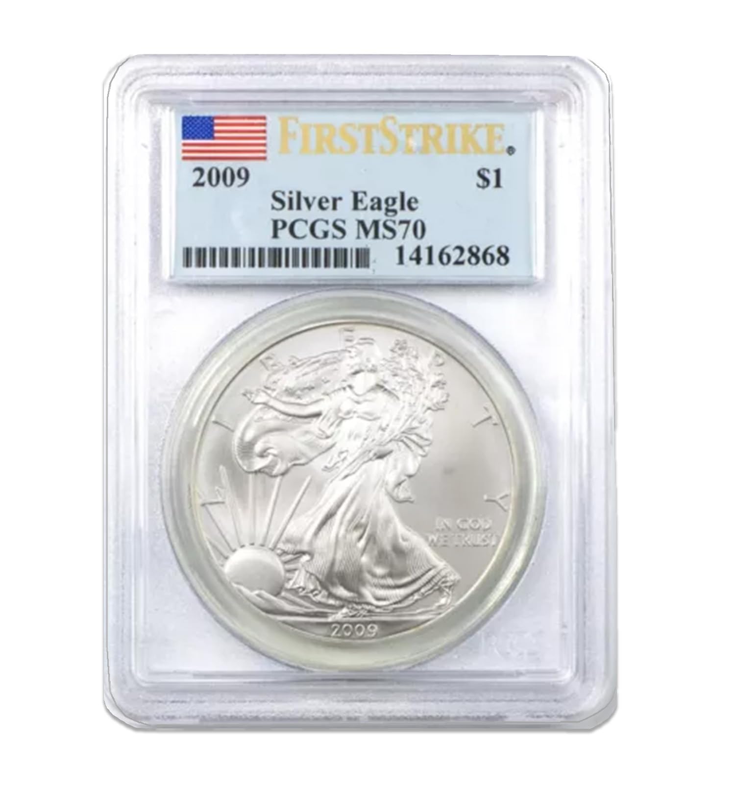 USA 2009 $1 American Silver Eagle Coin MS70 PCGS - First Strike