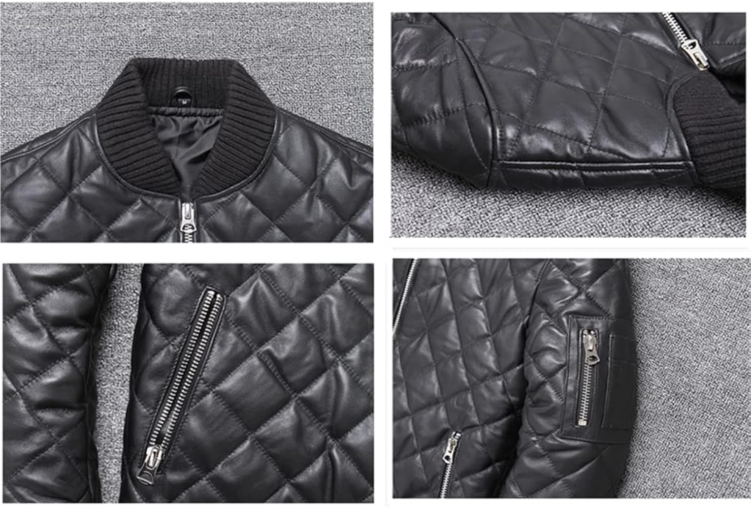 Amazon | [VIIBOY] 本革ジャケット 中綿 キルティングジャケット 革