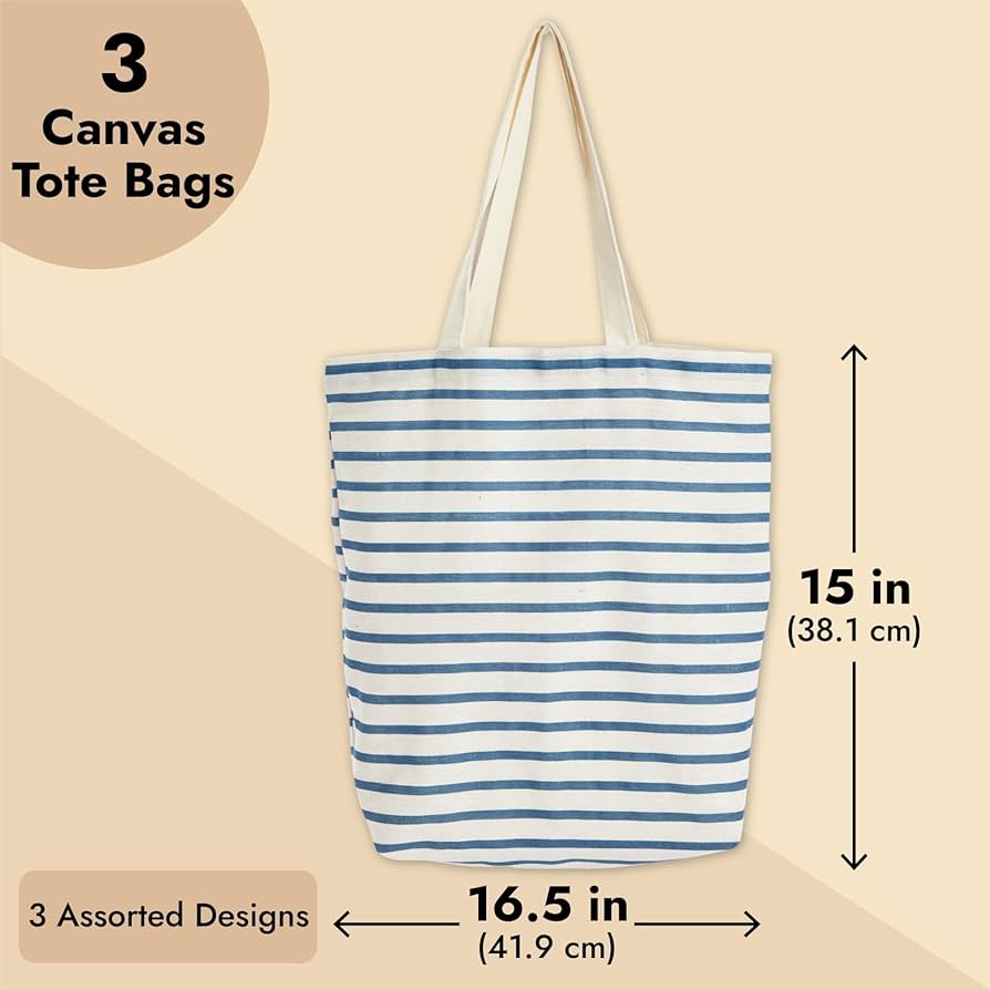 Amazon.com: Juvale Canvas Tote Bag Set - Durable Polycotton Fabric