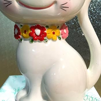 Amazon.co.jp: 内藤ルネ 猫 ネコ 貯金箱 陶器 レトロ 1970年代 当時物