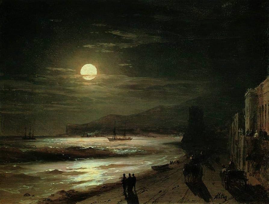 Amazon.co.jp: 5枚の絵画 月の夜 1885年 ロマンチックな月明かりの風景