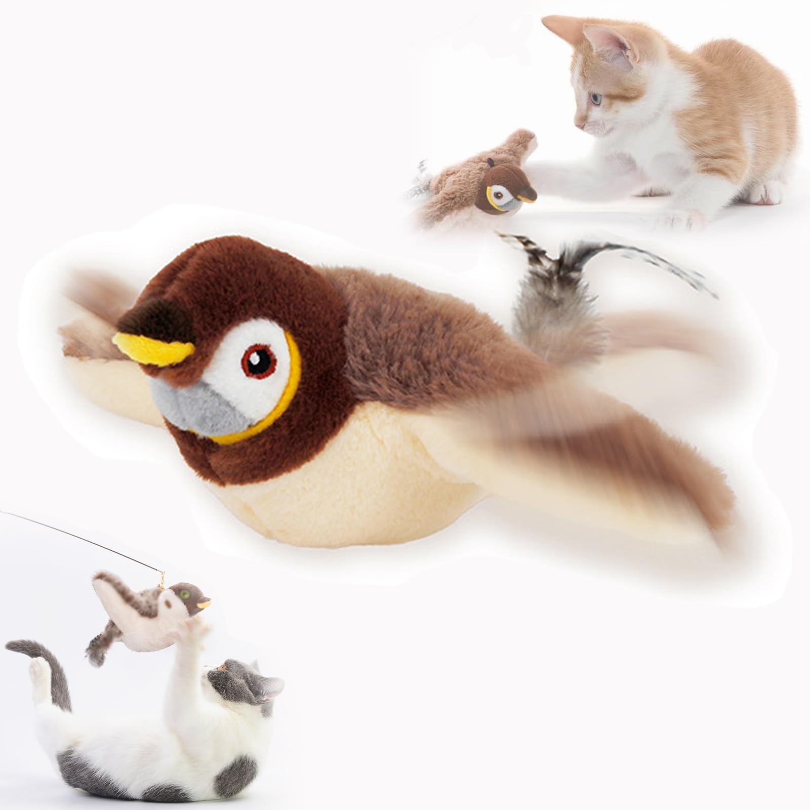 Amazon.co.jp: フラッピーバード ピョンピョン 猫 おもちゃ 鳥 飛ぶ