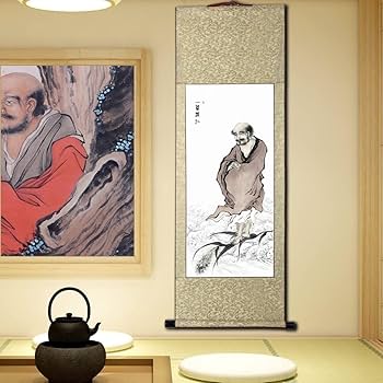 真作】掛軸 墨椿図 力強い筆致の禅画風 余白美 二重箱入（合箱） T199