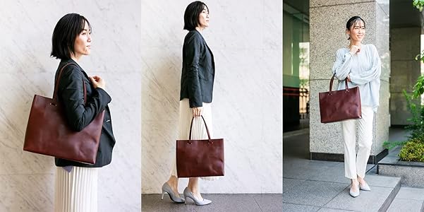 Amazon | [ゲンテン] トートバッグ 本革 レディース ダークブラウン GE