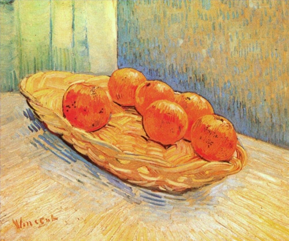 Amazon.co.jp: 21 絵画 バスケットと 6 つのオレンジのある静物画