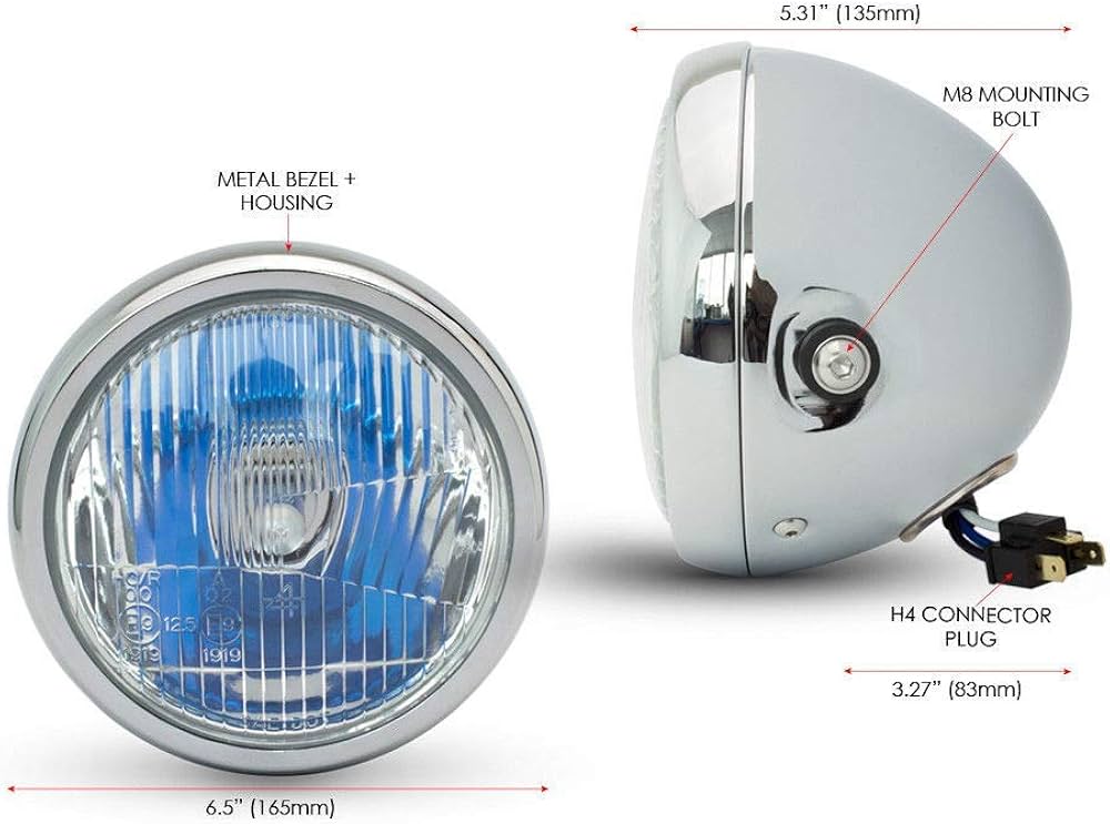 Alchemy Parts 6 INCH Moto Faro Anteriore Cromato per Vintage Retrò