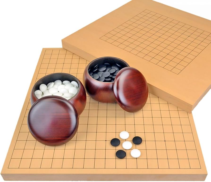 Amazon | 表裏使える囲碁セット 13路19路両用新桂1寸卓上碁盤セット