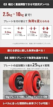 Amazon | IROTEC(アイロテック) ラバー ダンベル20KGセット（片手10kg