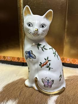 Amazon.co.jp: 美人古伊万里見返り猫置物陶器ねこネコレトロ