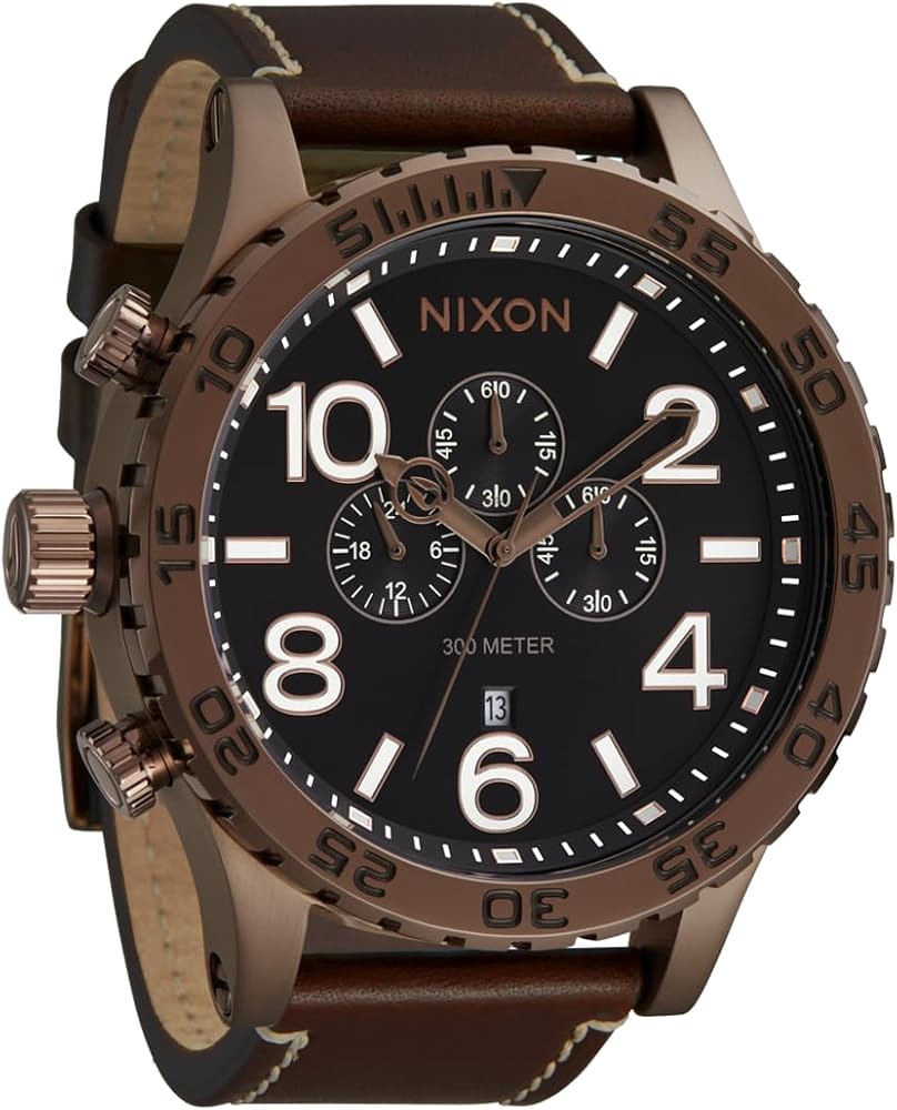 Amazon.com: Nixon Mens 51-30 Chrono Leather Chocolate/Dark Roast