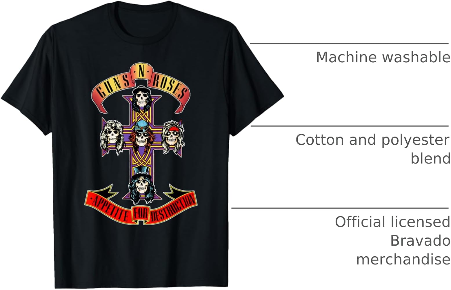 Amazon.com: Guns N' Roses Official Cross T-Shirt : Clothing, Shoes