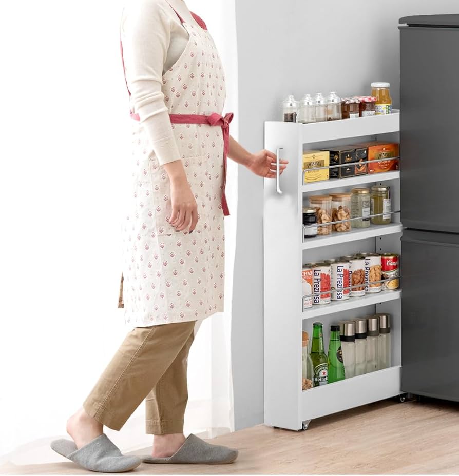 Amazon.co.jp: タンスのゲン 隙間収納 ロータイプ キッチン収納