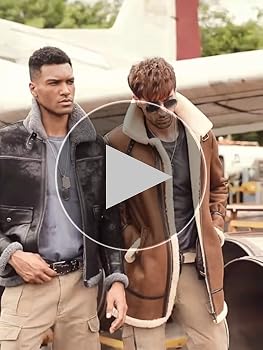 Amazon.com: Men's Long Style B3 Shearling Sheepskin Bomber Jacket