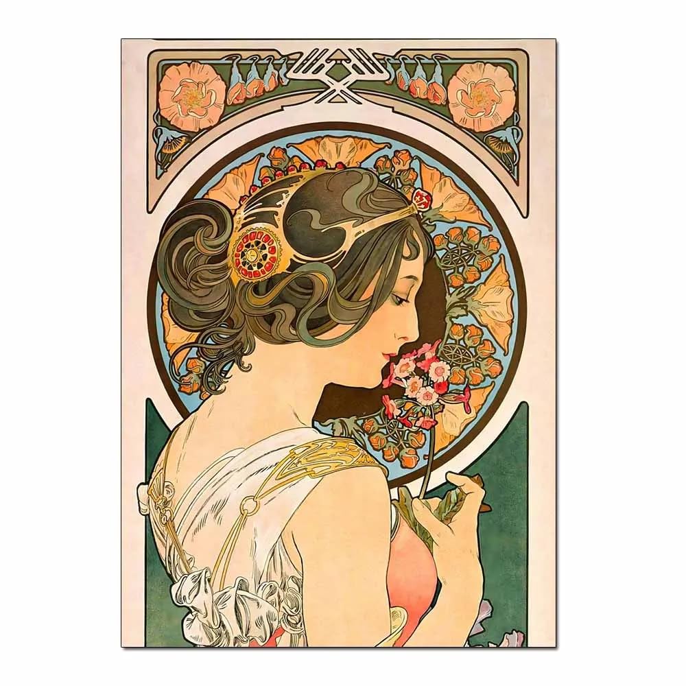 Amazon.co.jp: アルフォンス・ミュシャポスター女性キャンバス絵画