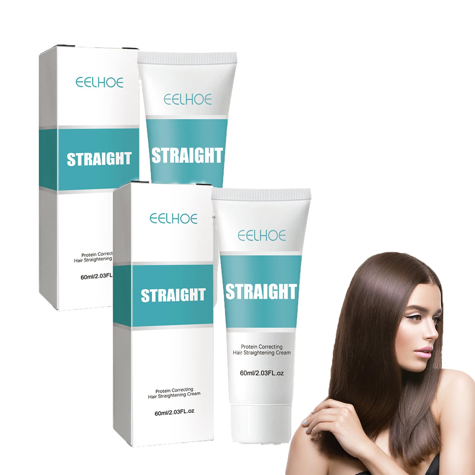 Hair 2 Pièces Crème de Lissage des Cheveux, Crème Lissante Aux