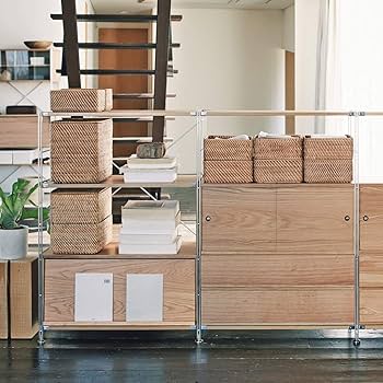 Amazon.co.jp: 無印良品 重なるラタン長方形バスケット・小 (V)約幅36