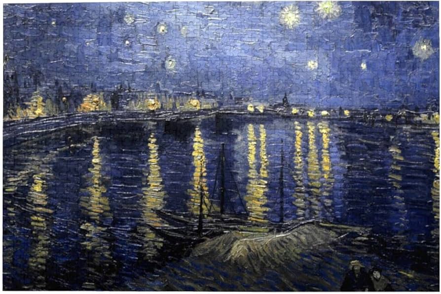 Amazon | 絵画 ゴッホ 油絵 星空 湖 人気ジグソーパズル1000ピース木製