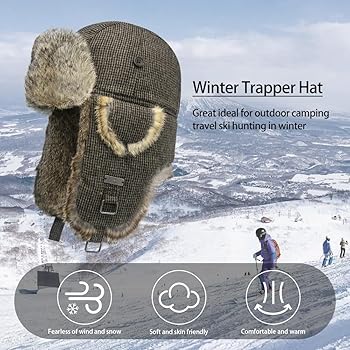 Kurhatic Winter Trapper Hat, Warm 100% Rabbit Fur Aviator Hat