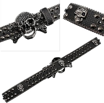 EVERBLTING Rhinestone Skull Belt for Men Women Studded Belts Y2k