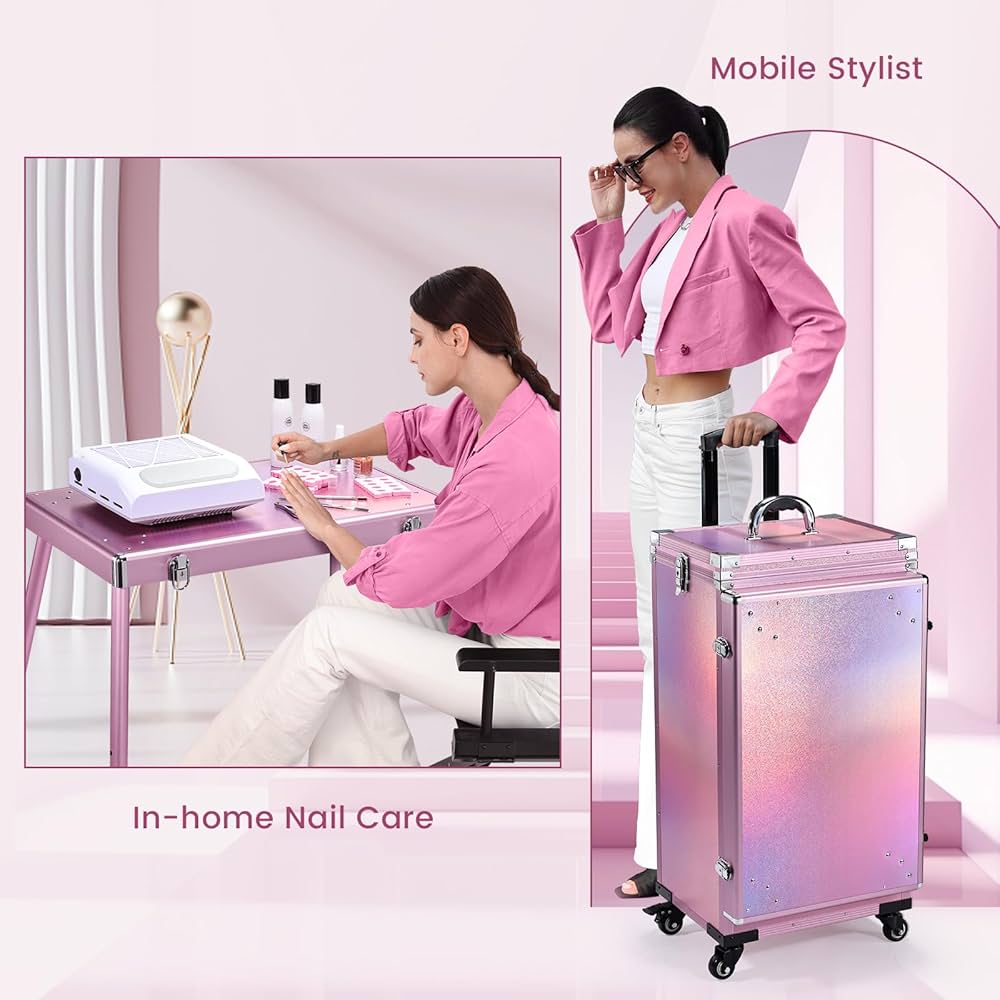 Amazon.com : Joligrace Rolling Manicure Table 5 Drawers Foldable