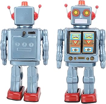 Amazon | レトロな金属ブリキロボット玩具 歩行回転フィギュアモデル