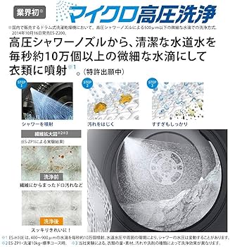 Amazon | シャープ 洗濯機 ドラム式 ES-H10E-WR ヒーター乾燥 右開き