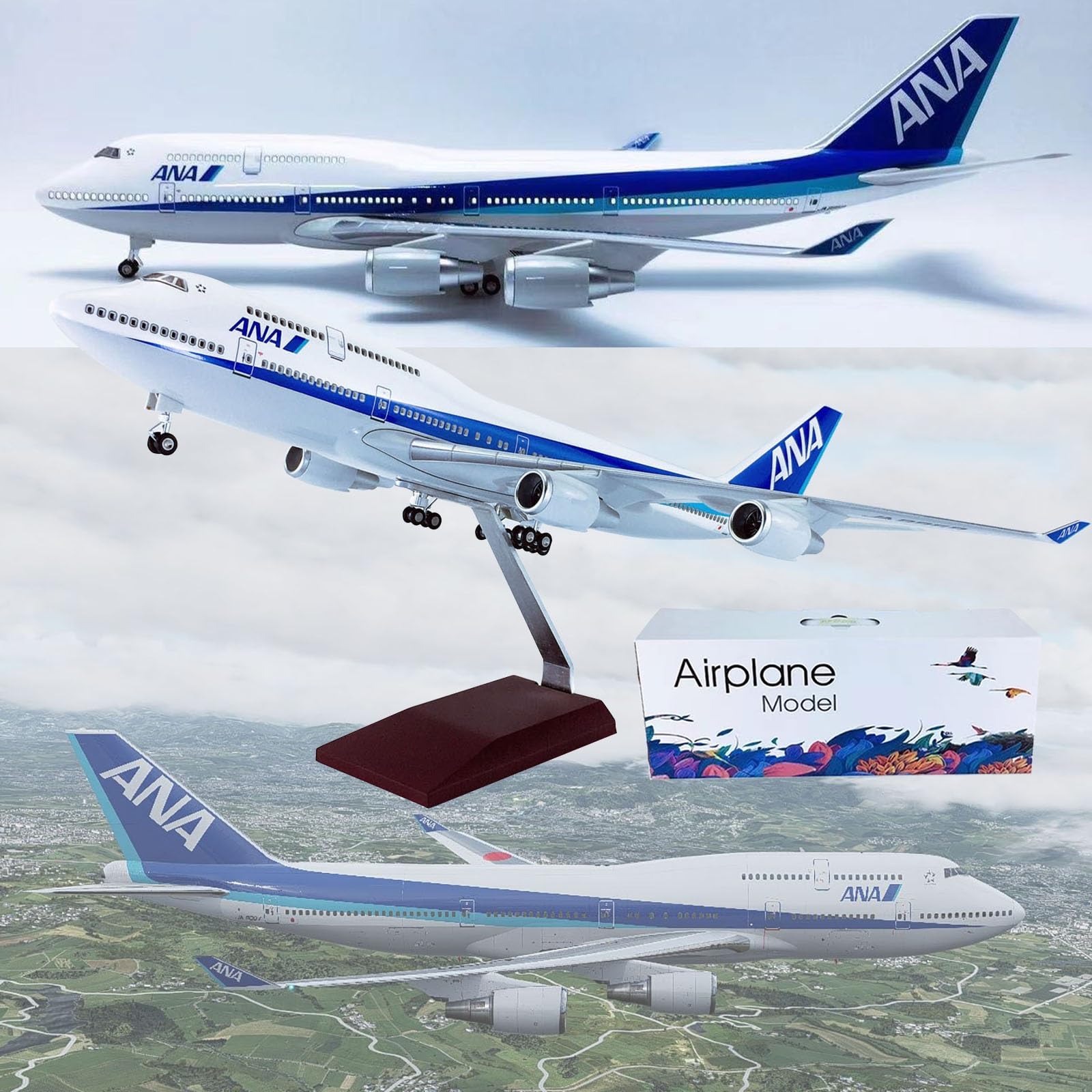 Amazon.co.jp: 18.5インチ 1:150スケール 飛行機模型 ANA B747-400