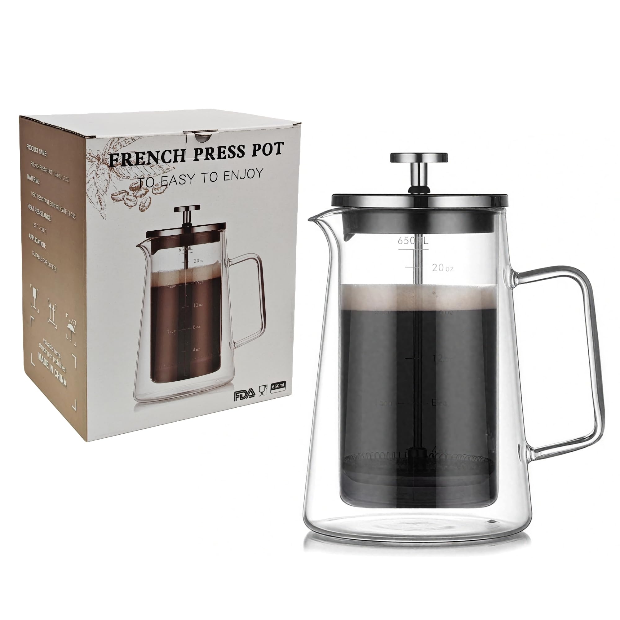 Amazon | 西田(Nishida)コーヒーメーカー コーヒープレス 二層耐熱