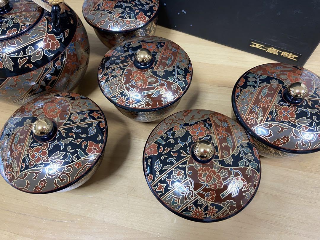 Amazon.co.jp: 青藍窯 セラミック藍 正倉院 瑞鳥 汲出茶器 6点セット